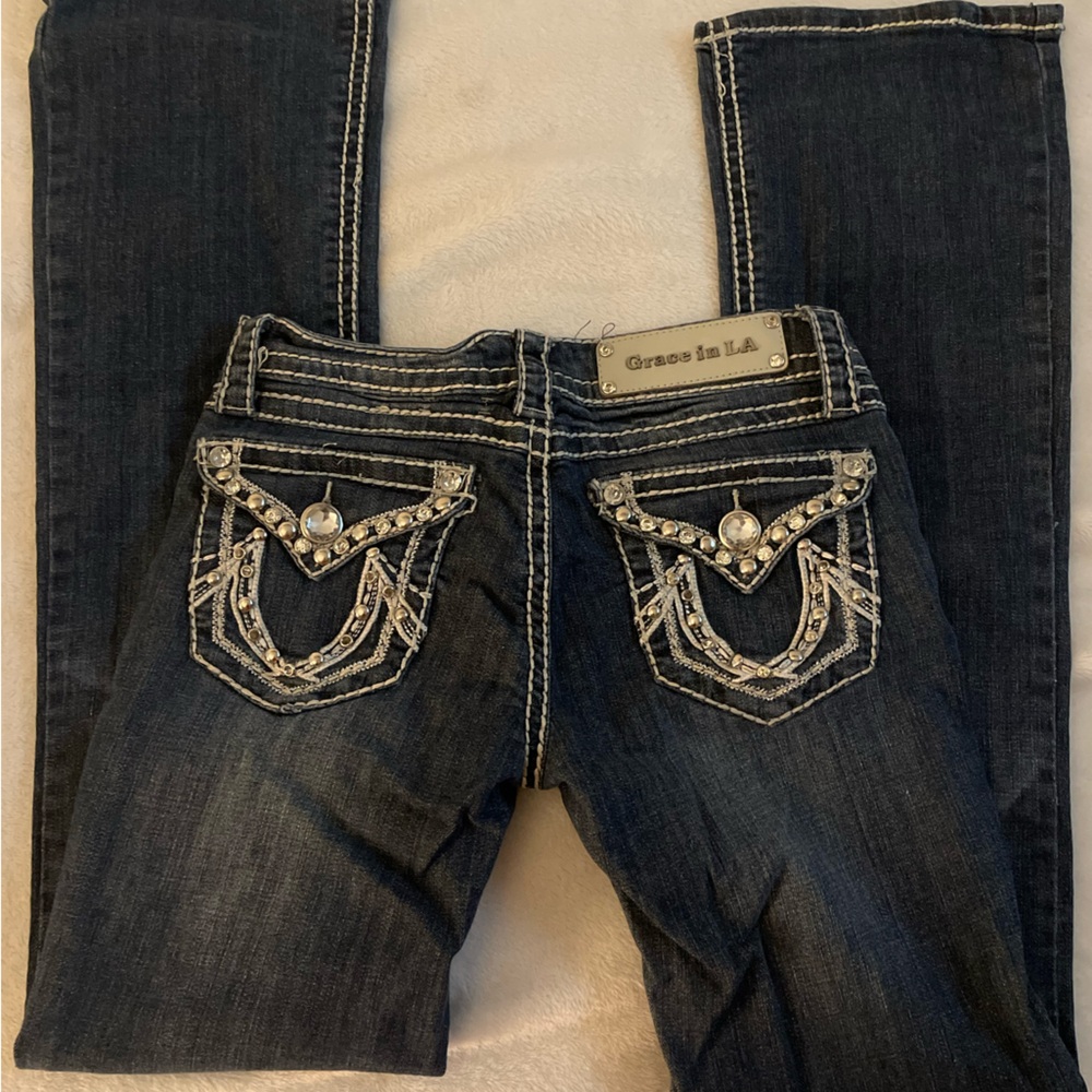 Grace In LA Bootcut Jeans Cute Pocket Design size 4